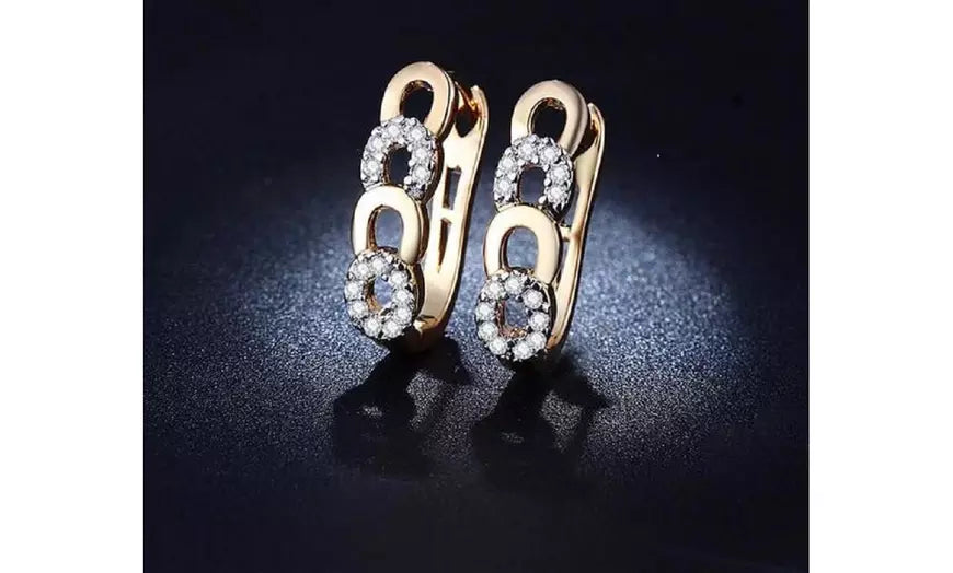 Circle Of Life 18K Gold Plated CZ Crystal Hoop Earrings