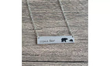 Cute Love Mom Mama Baby Bear Bar Necklace