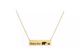 Cute Love Mom Mama Baby Bear Bar Necklace