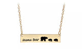 Cute Love Mom Mama Baby Bear Bar Necklace
