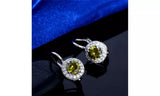 Emerald Round Crystal Earrings