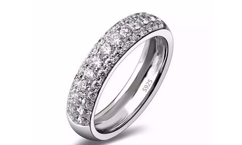 Double Row CZ Crystal Half Eternity Ring