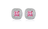 Princess Cut Double Row Cubic Zirconia Crystals Stud Earrings