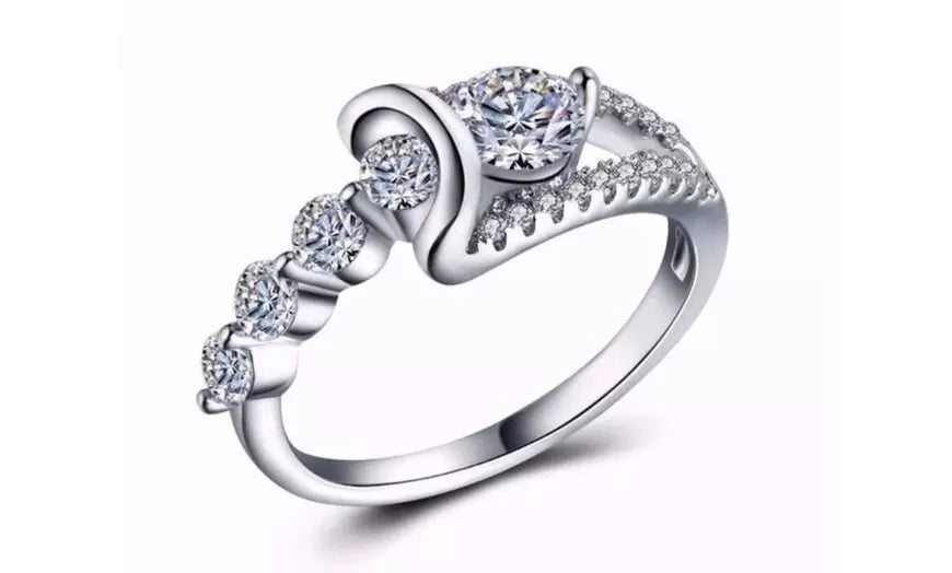 Romantic White Gold Plated CZ Crystal Ring