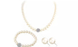 White Pearl Necklace Bracelet Stud/Drop Earrings Jewelry Set