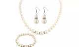 White Pearl Necklace Bracelet Stud/Drop Earrings Jewelry Set