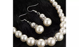 White Pearl Necklace Bracelet Stud/Drop Earrings Jewelry Set