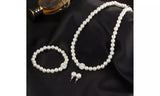 White Pearl Necklace Bracelet Stud/Drop Earrings Jewelry Set