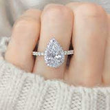 Pear Cut Moissanite Sterling Silver Ring