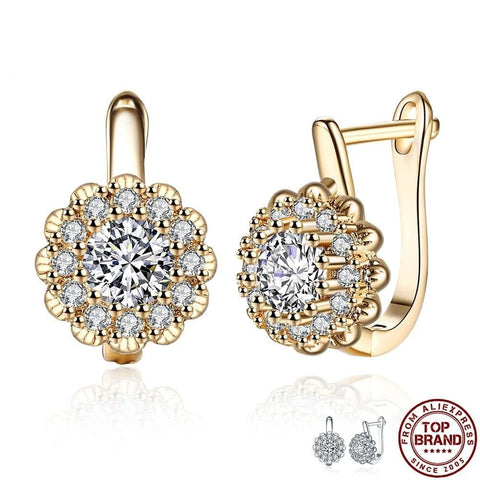 INALIS Stud Earrings For Women Flower-Shaped Inlaid 5A+ Cubic Zirconia Luxury Copper Earrings Hot Selling Pretty Fashion Jewelry