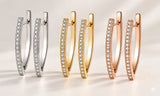 Elegant Sparkling V-Shaped Cubic Zirconia Hoop Earrings