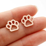 Cat Dog Paw Print Stainless Steel Stud Earrings