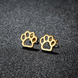 Cat Dog Paw Print Stainless Steel Stud Earrings