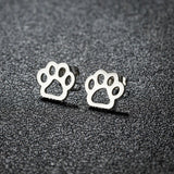 Cat Dog Paw Print Stainless Steel Stud Earrings