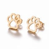 Cat Dog Paw Print Stainless Steel Stud Earrings