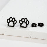 Cat Dog Paw Print Stainless Steel Stud Earrings