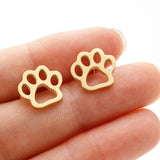 Cat Dog Paw Print Stainless Steel Stud Earrings