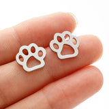 Cat Dog Paw Print Stainless Steel Stud Earrings