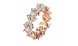 Dazzling Crystal Flower Ring in 18K Rose Gold