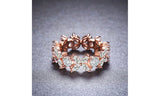 Dazzling Crystal Flower Ring in 18K Rose Gold