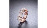 Dazzling Crystal Flower Ring in 18K Rose Gold