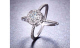 Criss Cross CZ Crystal White Gold Plated Ring