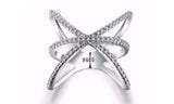 Criss Cross White Gold Plated CZ Crystal Ring