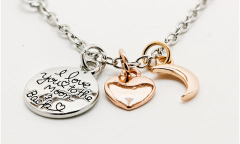 Engraved Multi Color "I Love You To The Moon.." Necklace