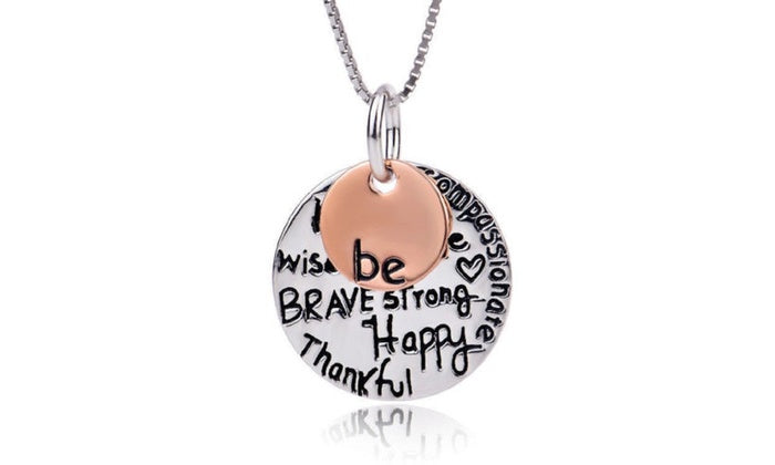 Engraved Necklace "Be" Kind, Free, True, Brave,Strong,Happy...