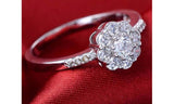 CZ Flower White Gold Plated Ring