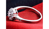 CZ Flower White Gold Plated Ring