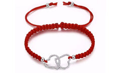 Double Heart CZ Crystal Rope Bracelet