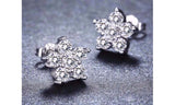 CZ Flower White Gold Plated Stud Earrings