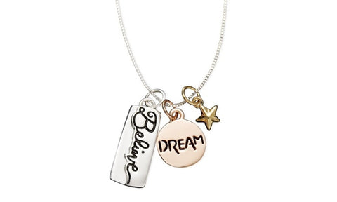 Engraved Dream and Believe Pendant Necklace