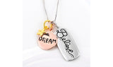 Engraved Dream and Believe Pendant Necklace