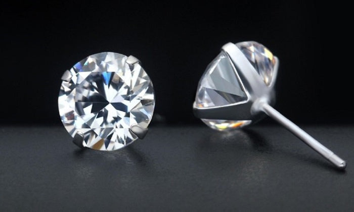 Sterling Silver Diamond Simulated Earrings