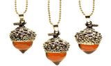 Gold Acorn Amber Necklace