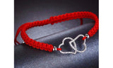 Double Heart CZ Crystal Rope Bracelet