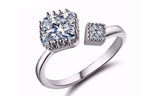 White Gold Plated Opened Cubic Zirconia Ring
