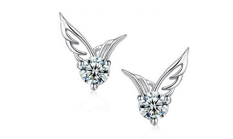 Angel Wings Crystal Stud Earrings