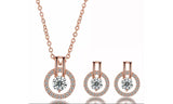 Double Halo Cubic Zirconia Necklace and Earrings Set
