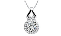 Cubic Zirconia Halo Pendant Necklace