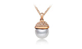 Pearl Acorn Crystal Pendant Necklace