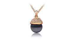 Pearl Acorn Crystal Pendant Necklace