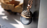 Pearl Acorn Crystal Pendant Necklace