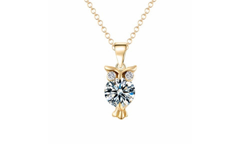 Cubic Zirconia Owl Crystal Necklace
