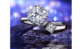 White Gold Plated Opened Cubic Zirconia Ring