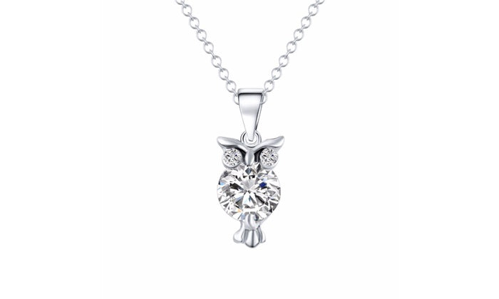 Cubic Zirconia Owl Crystal Necklace