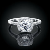 1.5 CT Wedding Engagement RING ROUND CUT Halo White Gold Plated Bridal SIZE 4-13