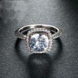 1.5 CT Wedding Engagement RING ROUND CUT Halo White Gold Plated Bridal SIZE 4-13